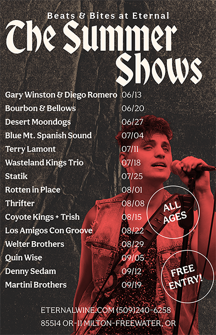 Beats & Bites Music series in Walla Walla, WA at Eternal & Drink Washington State winery